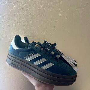 Adidas Gazelle Forest Green and White Sneakers